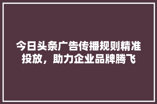 今日头条广告传播规则精准投放，助力企业品牌腾飞