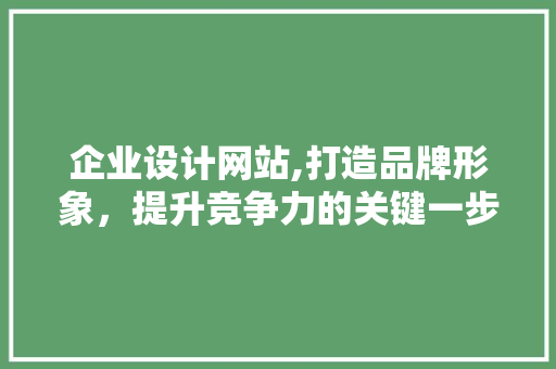 企业设计网站,打造品牌形象，提升竞争力的关键一步 商务信函