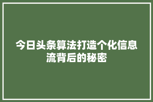 今日头条算法打造个化信息流背后的秘密