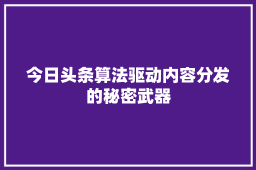 今日头条算法驱动内容分发的秘密武器