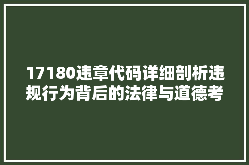 17180违章代码详细剖析违规行为背后的法律与道德考量