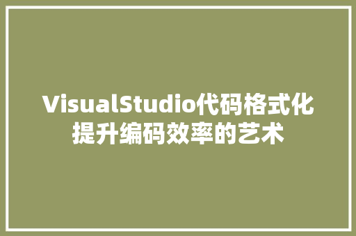 VisualStudio代码格式化提升编码效率的艺术