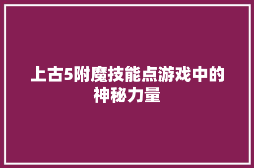上古5附魔技能点游戏中的神秘力量