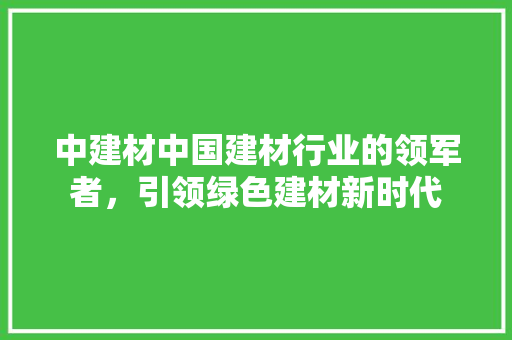 中建材中国建材行业的领军者，引领绿色建材新时代