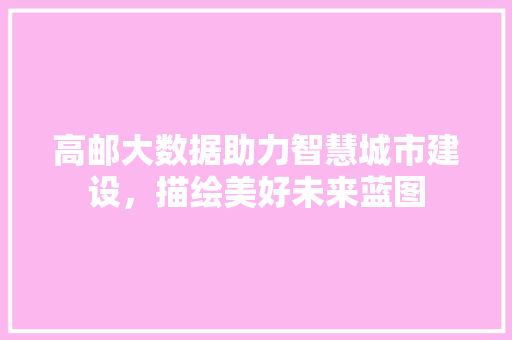 高邮大数据助力智慧城市建设，描绘美好未来蓝图