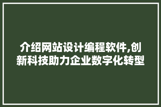 介绍网站设计编程软件,创新科技助力企业数字化转型 MySQL