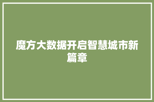 魔方大数据开启智慧城市新篇章