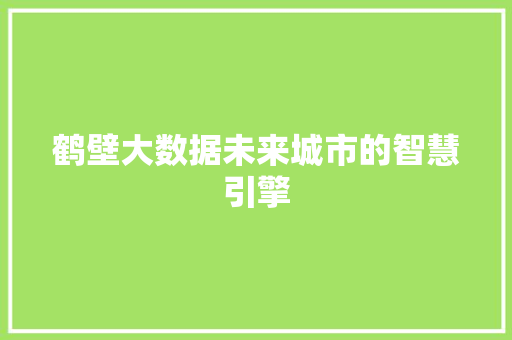 鹤壁大数据未来城市的智慧引擎