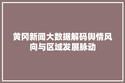 黄冈新闻大数据解码舆情风向与区域发展脉动