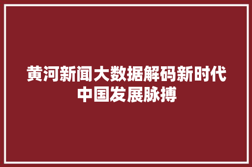 黄河新闻大数据解码新时代中国发展脉搏