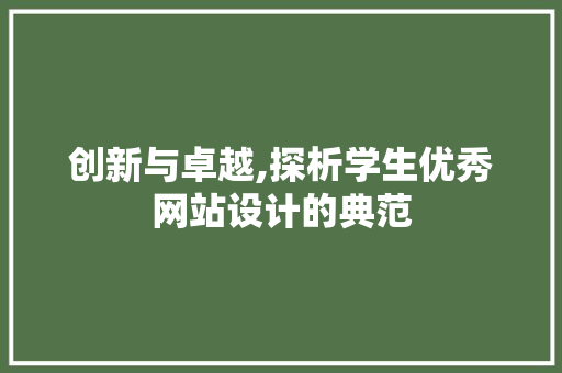 创新与卓越,探析学生优秀网站设计的典范 网站建设