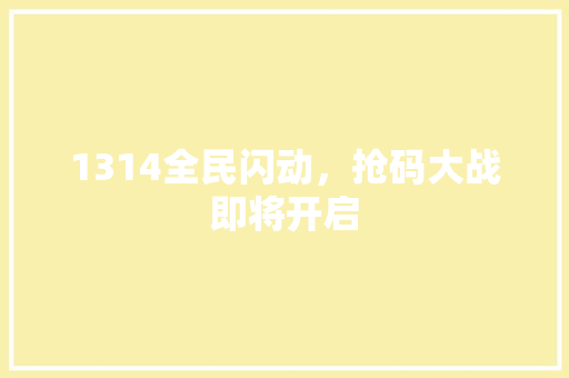 1314全民闪动，抢码大战即将开启