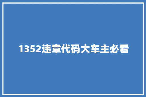 1352违章代码大车主必看
