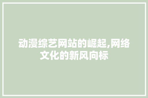 动漫综艺网站的崛起,网络文化的新风向标