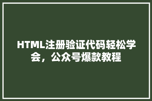 HTML注册验证代码轻松学会，公众号爆款教程