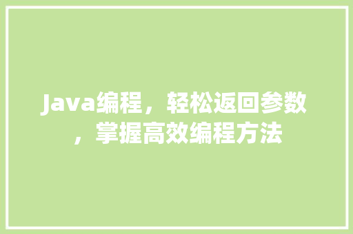 Java编程，轻松返回参数，掌握高效编程方法