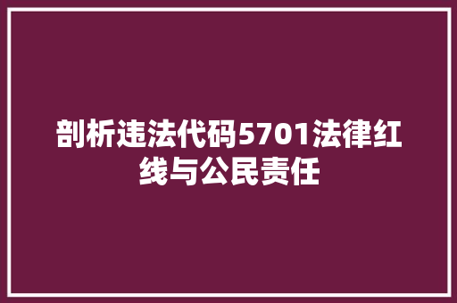 剖析违法代码5701法律红线与公民责任