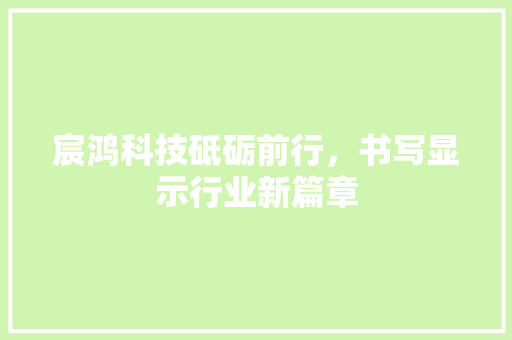 宸鸿科技砥砺前行，书写显示行业新篇章