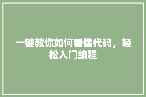 一键教你如何看懂代码，轻松入门编程