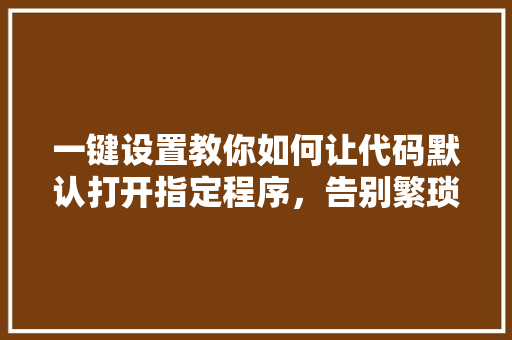 一键设置教你如何让代码默认打开指定程序，告别繁琐操作