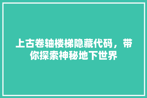 上古卷轴楼梯隐藏代码，带你探索神秘地下世界