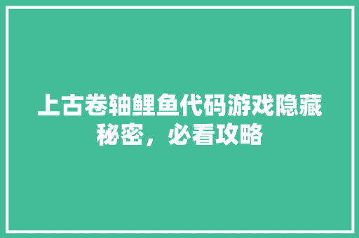 上古卷轴鲤鱼代码游戏隐藏秘密，必看攻略
