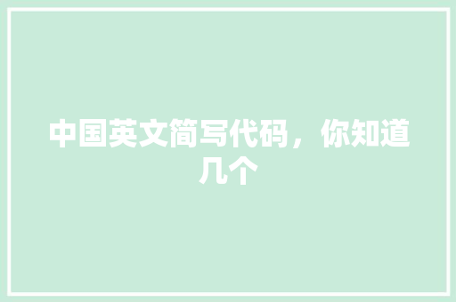 中国英文简写代码，你知道几个