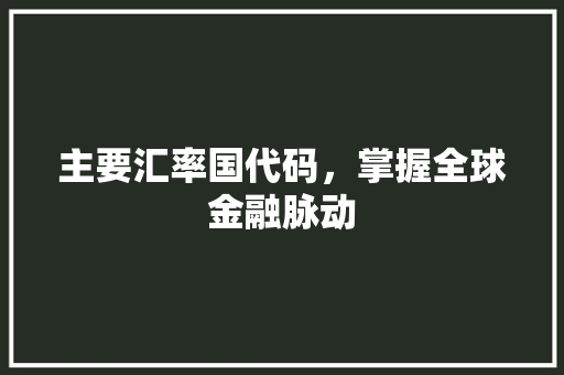 主要汇率国代码，掌握全球金融脉动