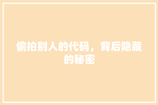 偷拍别人的代码，背后隐藏的秘密