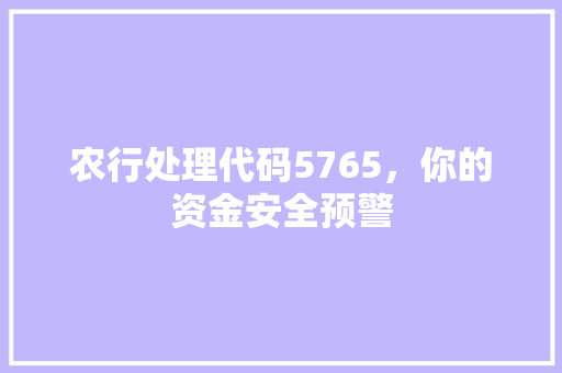 农行处理代码5765，你的资金安全预警