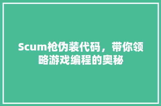 Scum枪伪装代码，带你领略游戏编程的奥秘