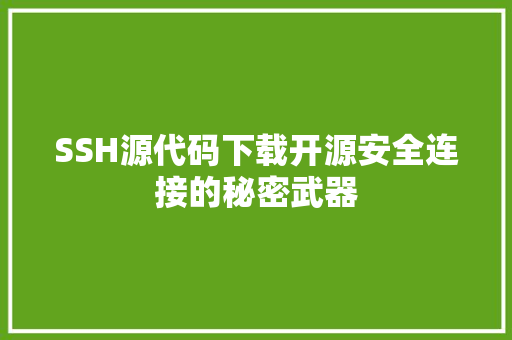 SSH源代码下载开源安全连接的秘密武器