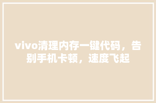 vivo清理内存一键代码，告别手机卡顿，速度飞起
