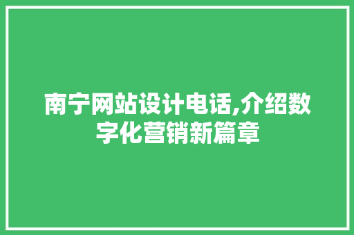 南宁网站设计电话,介绍数字化营销新篇章