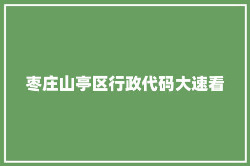 枣庄山亭区行政代码大速看