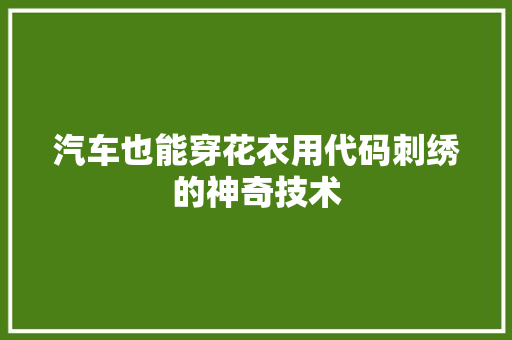 汽车也能穿花衣用代码刺绣的神奇技术