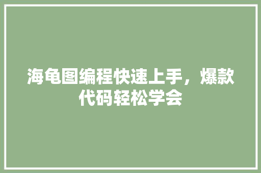 海龟图编程快速上手，爆款代码轻松学会