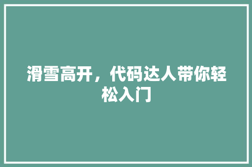 滑雪高开，代码达人带你轻松入门