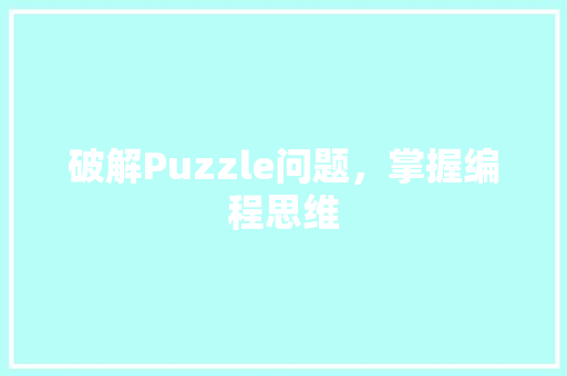破解Puzzle问题，掌握编程思维