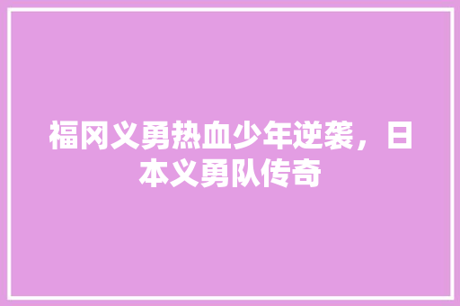 福冈义勇热血少年逆袭，日本义勇队传奇