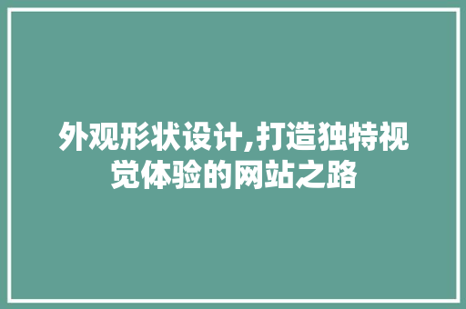 外观形状设计,打造独特视觉体验的网站之路