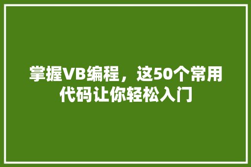 掌握VB编程，这50个常用代码让你轻松入门