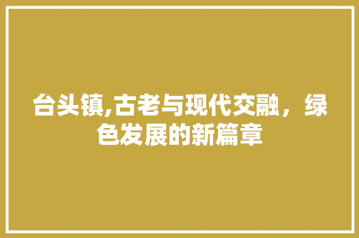 台头镇,古老与现代交融，绿色发展的新篇章