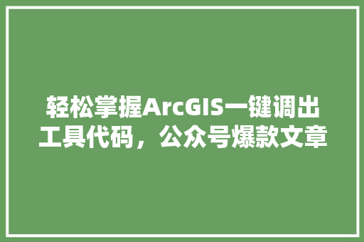 轻松掌握ArcGIS一键调出工具代码，公众号爆款文章推荐