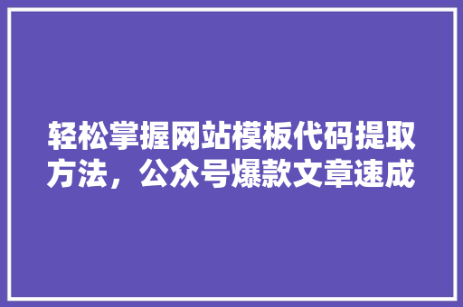 轻松掌握网站模板代码提取方法，公众号爆款文章速成
