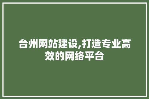 台州网站建设,打造专业高效的网络平台 项目报告