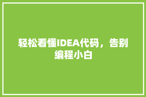 轻松看懂IDEA代码，告别编程小白