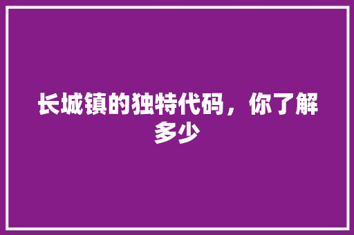 长城镇的独特代码，你了解多少