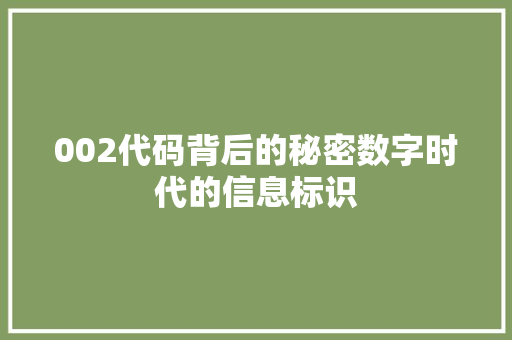 002代码背后的秘密数字时代的信息标识