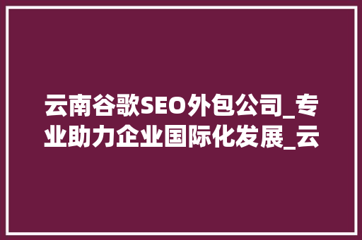 云南谷歌SEO外包公司_专业助力企业国际化发展_云南谷歌seo外包公司怎么样